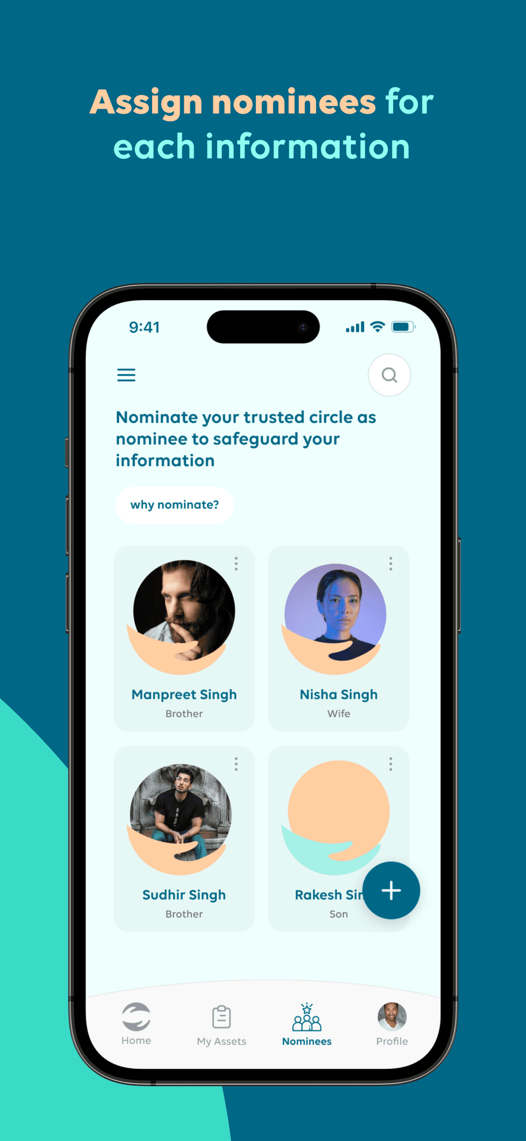KinSure app nominees screen