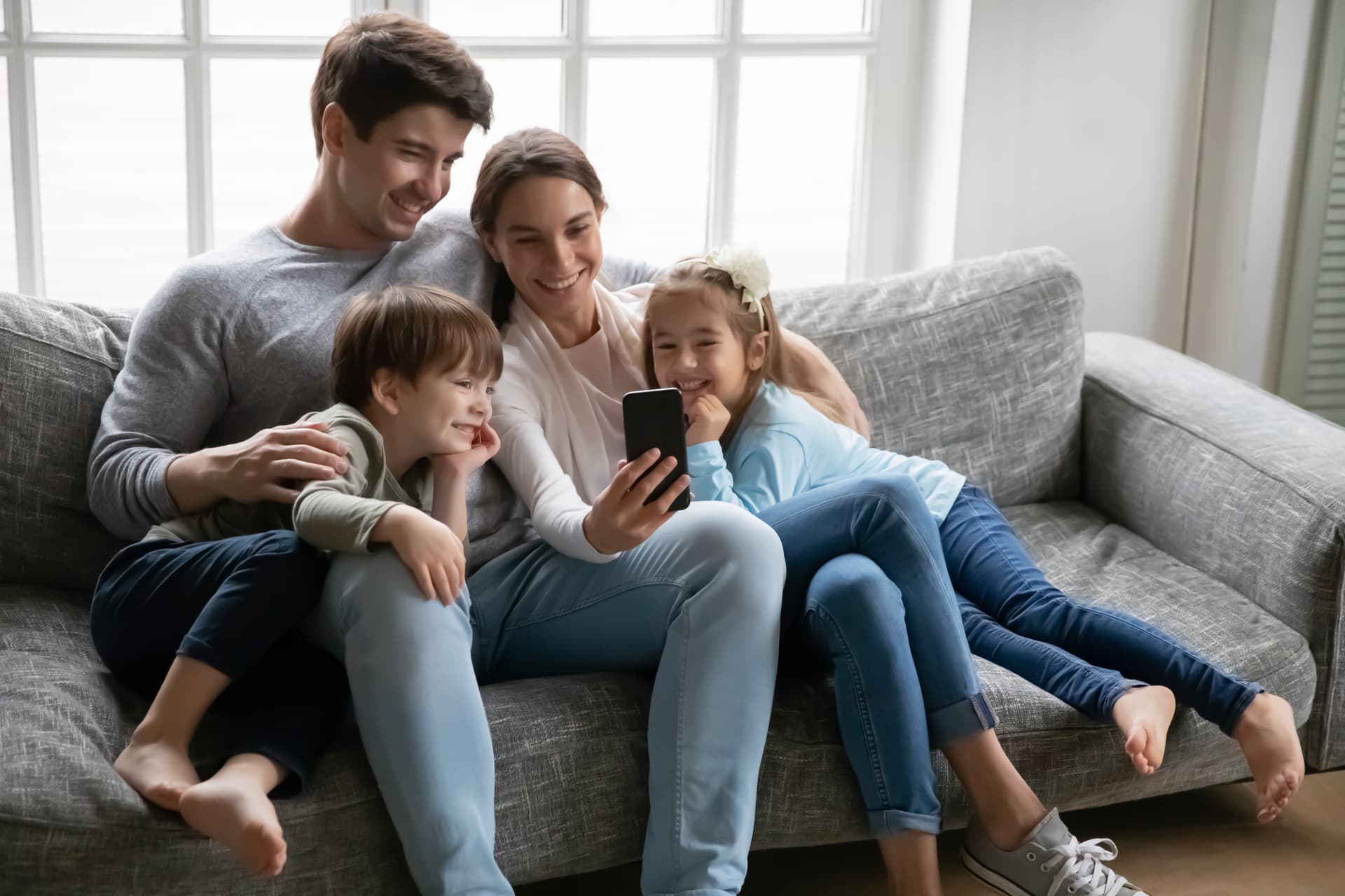 A family embracing across three generations